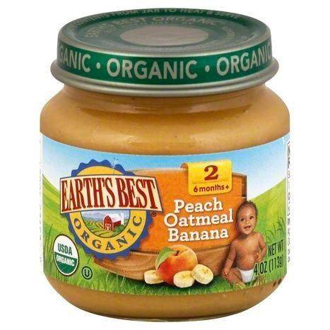 Earths Best Organic Peach Oatmeal Banana, 2 (6 Months +) - 4 Ounces