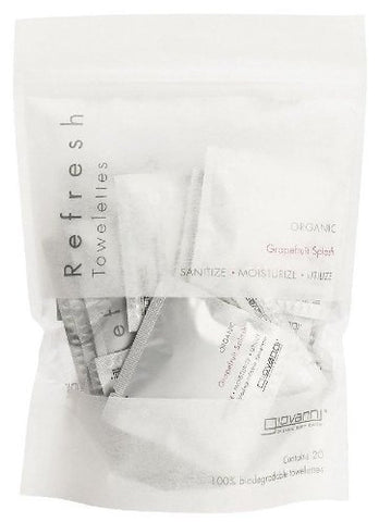 Giovanni Refresh Sanitizing Towelettes Grapefruit Splash-20 Towelettes
