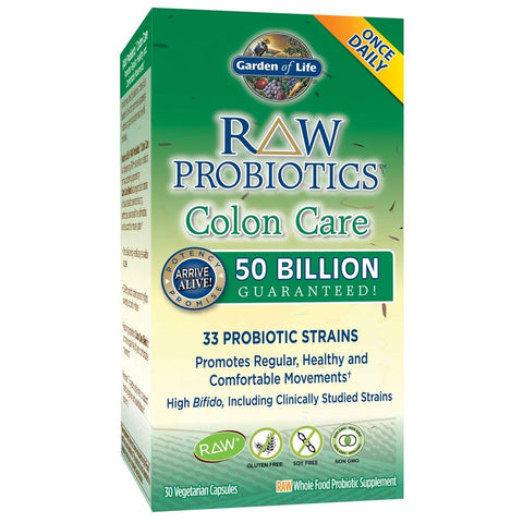 Garden Of Life Raw Probiotics Colon Care 50 Billion Live Cultures 33 Strains-30 Vegetarian Capsules Note: Need To Be Refrigerated