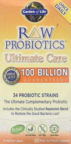 Garden Of Life Raw Probiotics Ultimate Care 100 Billion Live Cultures 34 Strains-30 Vegetarian Capsules Note: Need To Be Refrigerated