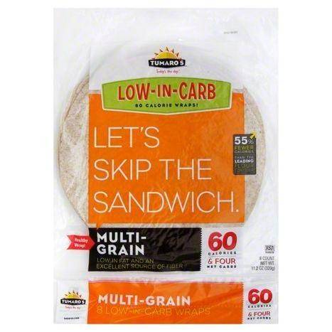 Tumaros Low-In-Carb Wraps, Multi-Grain - 8 Count