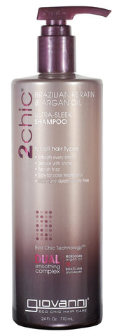 Giovanni 2Chic Ultra Sleek Shampoo Brazilian Keratin & Argan Oil-24 Oz
