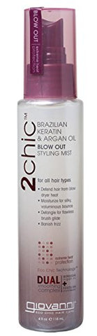Giovanni 2Chic Ultra Sleek Blow Out Styling Mist Brazilian Keratin & Argan Oil-4 Oz