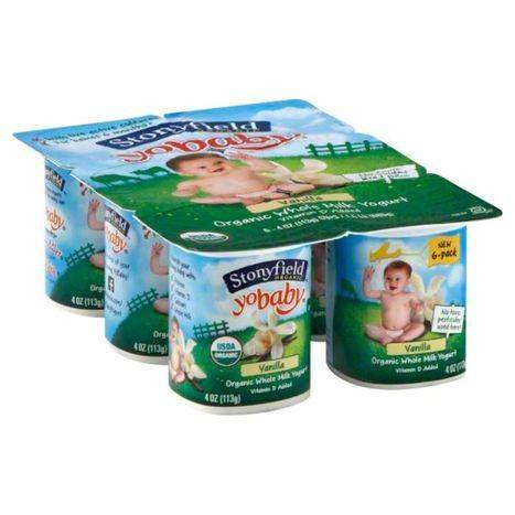 Stonyfield Farm Organic YoBaby Yogurt, Whole Milk, Vanilla, 6+ Months - 6 Each