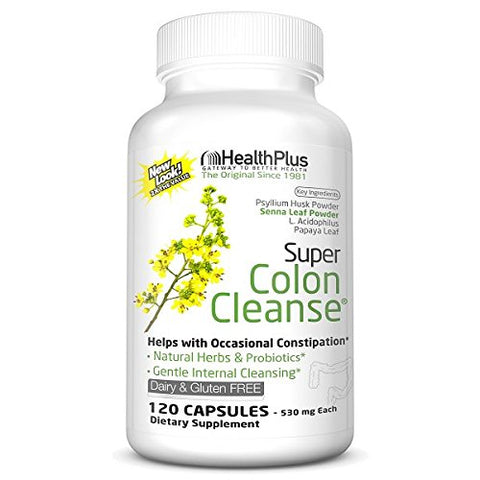 Health Plus Super Colon Cleanse 500 Mg Promote Digestive Health-120 Capsules