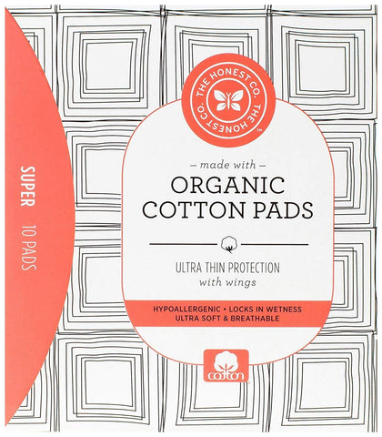 The Honest Co Organic Cotton Pads Ultra Thin Protection With Wings Super-10 Pads