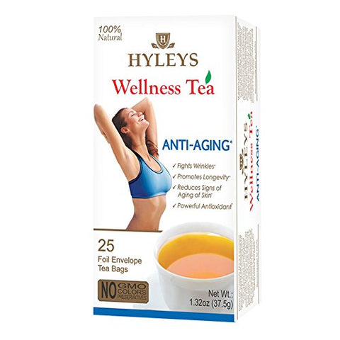 Hyleys Wellness Tea Anti Aging 25 Foil Envelope Tea Bags-1.32 Oz