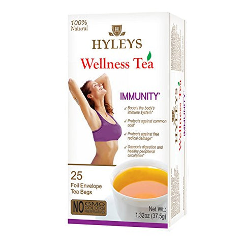 Hyleys Wellness Tea Immunity 25 Foil Envelope Tea Bags-1.32 Oz