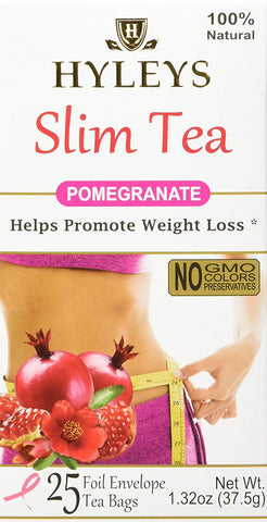 Hyleys Slim Tea Pomegranate 25 Foil Envelope Tea Bags-1.32 Oz