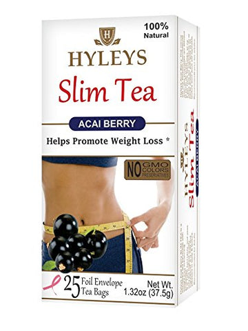 Hyleys Slim Tea Acai Berry 25 Foil Envelope Tea Bags-1.32 Oz