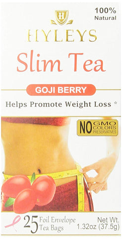 Hyleys Slim Tea Goji Berry 25 Foil Envelope Tea Bags-1.32 Oz