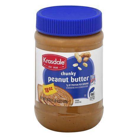 Krasdale Peanut Butter, Chunky - 18 Ounces