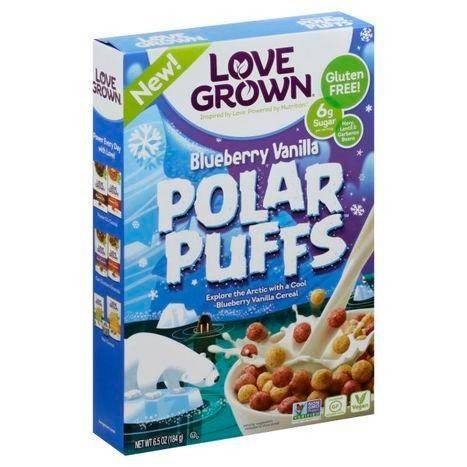 Love Grown Cereal, Polar Puffs, Blueberry Vanilla - 6.5 Ounces