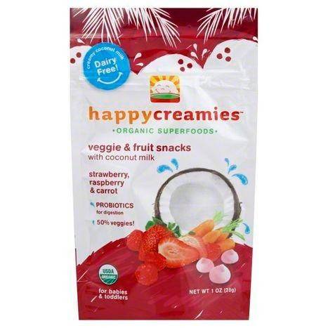 Happy Creamies Veggie & Fruit Snacks, Strawberry, Raspberry & Carrot - 1 Ounce