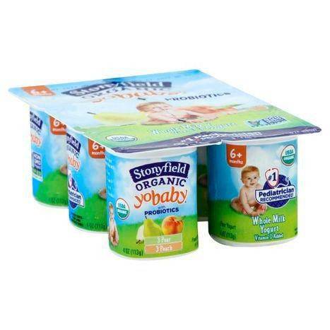 Stonyfield Farm Organic Yo Baby Yogurt, Whole Milk, Pear & Peach, 6 Pack - 6 Ounces