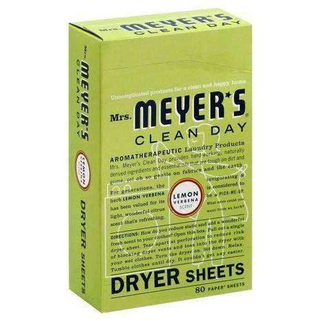 Mrs Meyers Clean Day Dryer Sheets, Lemon Verbena Scent - 80 Each