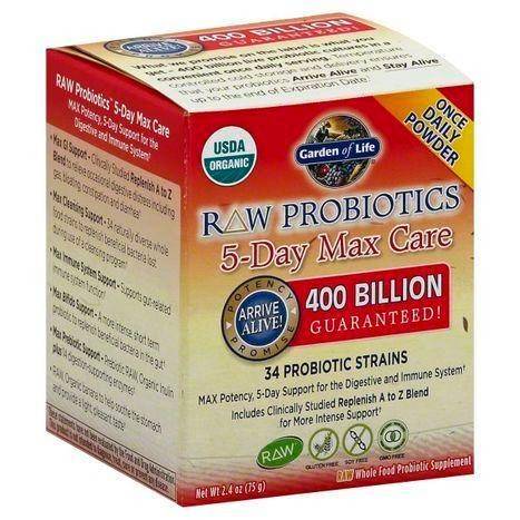 Garden of Life Raw Probiotics 5-Day Max Care, Powder - 2.4 Ounces