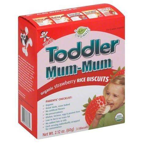 Hot Kid Toddler Mum-Mum Rice Biscuits, Organic, Strawberry, 2 Years + - 24 Each