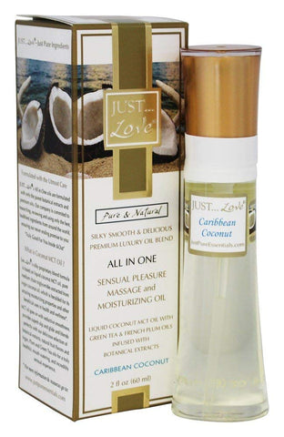 Just Love Sensual Pleasure Massage & Moisturizing Oil Caribbean Coconut-2 Oz
