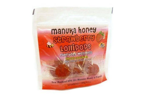 Pacific Resources International Manuka Strawberry Lollipops - 12 Count