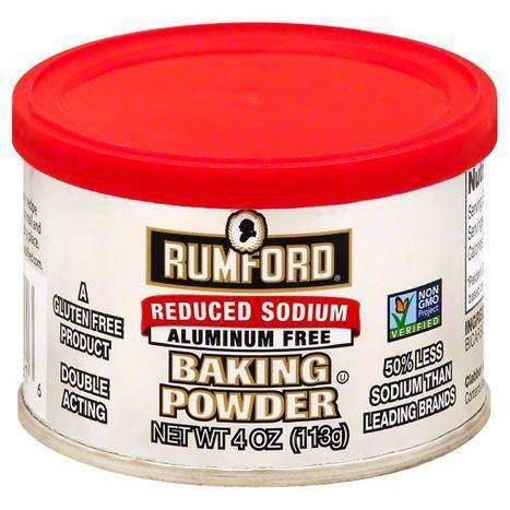 Rumford Baking Powder, Reduced Sodium, Aluminum-Free, Double Acting - 4 Ounces