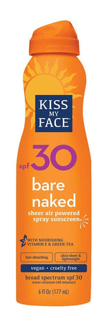 Kiss My Face Bare Naked Spray Suncreen Broad Spectrum SPF 30-6 Oz