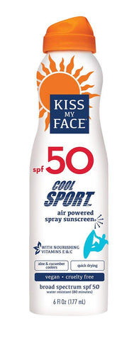 Kiss My Face Cool Sport Spray Sunscreen Broad Spectrum SPF 50-6 Oz