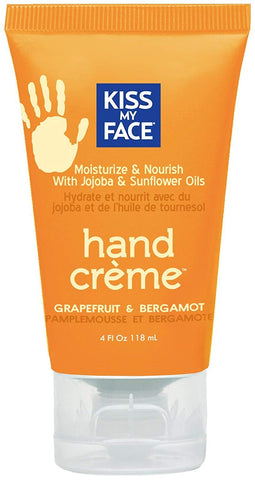 Kiss My Face Hand Creme Moisturize & Nourish With Jojoba & Sunflower Oils Grapefruit & Bergamot-4 Oz