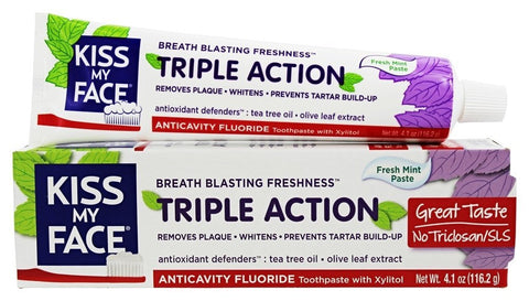 Kiss My Face Anticavity Flouride Toothpaste With Xylitol Triple Action-4.1 Oz