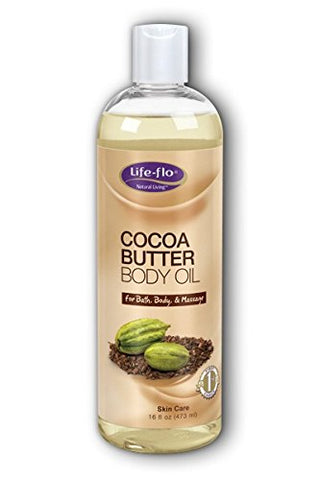 Life Flo Cocoa Butter Body Oil For Bath, Body & Massage-16 Oz