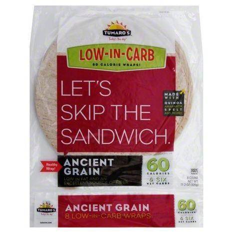 Tumaros Low-In-Carb Wraps, Ancient Grain - 11.2 Ounces (Pack of 8)