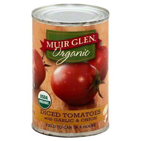 Muir Glen Organic Tomatoes, Diced, with Garlic & Onion - 14.5 Ounces