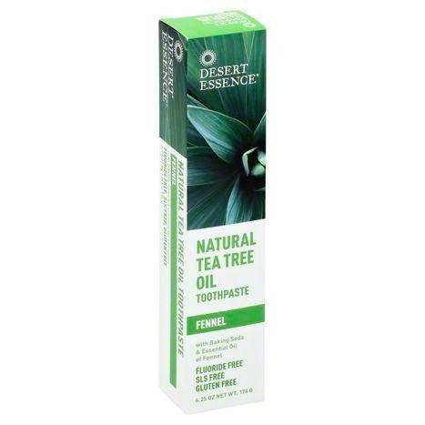 Desert Essence Toothpaste, Natural Tea Tree Oil, Fluoride Free, Fennel - 6.25 Ounces