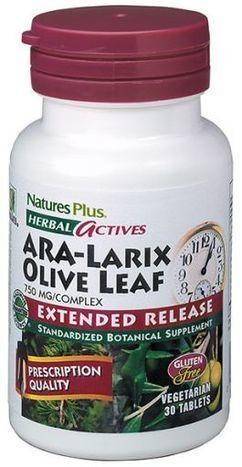 Natures Plus Ara-Larix Olive Leaf Vegetarian Capsules - 30 Count