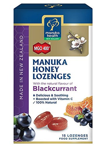 Manuka Health Manuka Honey Lozenges MGO 400+ Blackcurrant Flavor-15 Lozenges