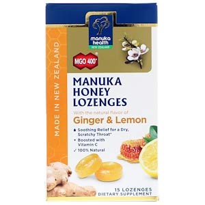 Manuka Health Manuka Honey Lozenges MGO 400+ Ginger & Lemon Flavor-15 Lozenges