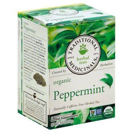 Traditional Medicinals Herbal Tea, Organic, Peppermint, Caffeine Free, Wrapped Tea Bags - 0.85 Ounces (Pack of 16)
