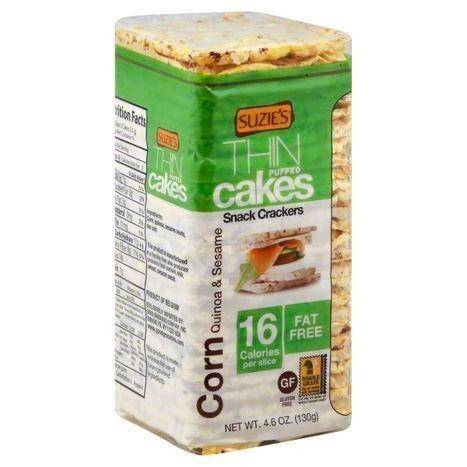 Suzies Organic Thin Puffed Cakes, Organic, Corn Quinoa & Sesame - 4.6 Ounces