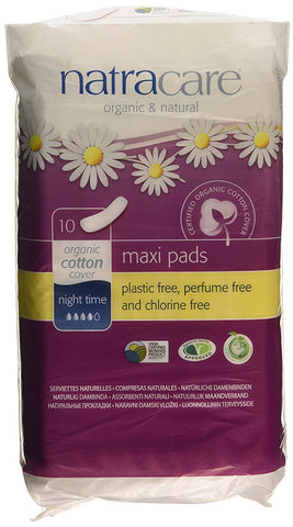 Natra Care Organic Cotton Cover Maxi Pads Night Time-10 Pads