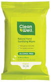 Clean Well Natural Hand Sanitizing Wipes Alcohol Free-10 Moist Wipes