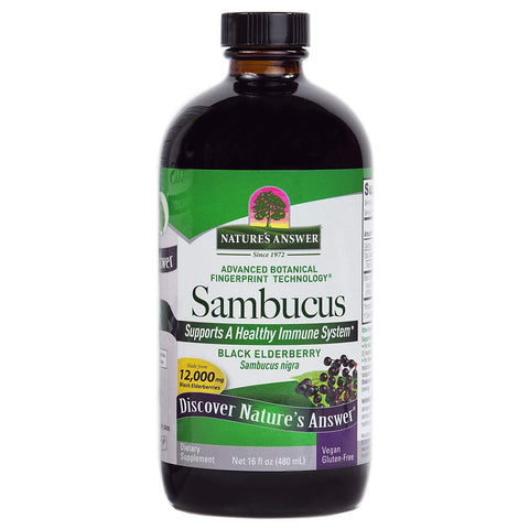 Nature's Answer Sambucus Black Elderberry Alcochol Free 12000 Mg- 16 Oz