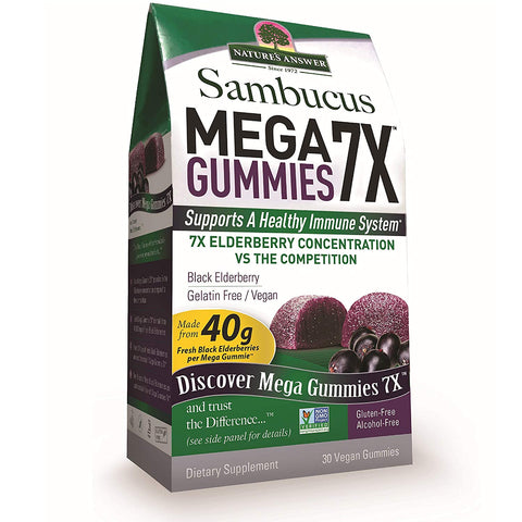 Nature's Answer Sambucus Mega Gummies 7X Black Elderberry 40 g-30 Vegan Gummies