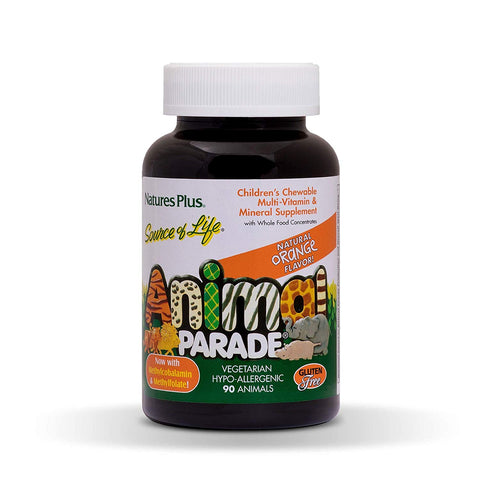 Natures Plus Animal Parade Children Multi-Vitamin & Mineral Orange Flavor-90 Animals