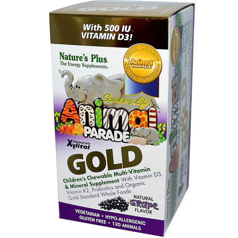 Natures Plus Animal Parade Gold Multivitamin & Mineral Grape Flavor-120 Animals