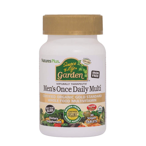 Natures Plus Men's Once Daily Multi Organic Gold Standard Multivitamin-30 Vegan Tablets