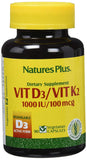 Natures Plus Vit D3 1000 IU & Vit K2 100 Mcg-90 Vegetarian Capsules
