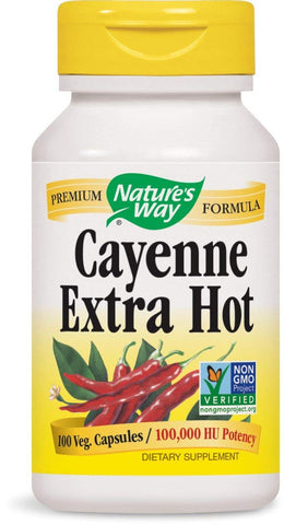 Nature's Way Cayenne Extra Hot 10,000 H.U Certi-Fiery 450 Mg-100 Capsules