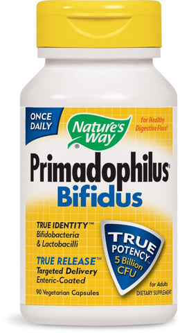 Nature's Way Primadophilus Bifidus 5 Billion CFU-90 Vegetarian Capsules Note: Need To Be Refrigerated