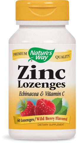 Nature's Way Zinc Lozenges Echinacea & Vitamin C Wild Berry Flavor-60 Lozenges