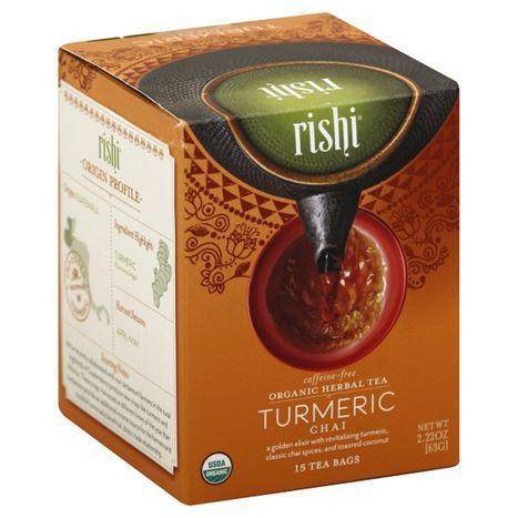 Rishi Herbal Tea, Organic, Turmeric Chai, Caffeine-Free, Bags - 15 Each